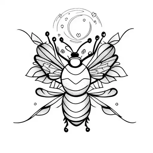 simple happy bee tattoo design idea