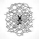 bee emoji inside a honeycomb shape tattoo design idea