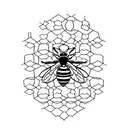 bee emoji inside a honeycomb shape tattoo design idea