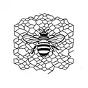 bee emoji inside a honeycomb shape tattoo design idea