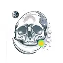 Moon and skull tattoo design idea