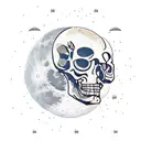 Moon and skull tattoo design idea