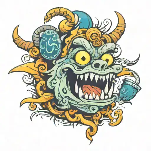 sobriety monster tattoo design idea