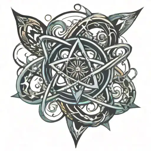 atomic whirl atheism symbols tattoo design idea