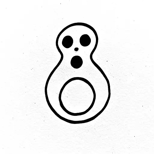 cartoon ghost holding a penny  tattoo design idea