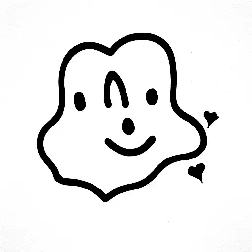 black and white cartoon ghost holding a sunflower tattoo design idea