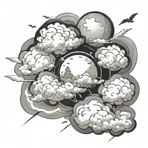 a cloud separating heaven and earth in the middle  tattoo design idea