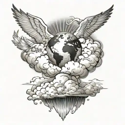 a cloud separating heaven and earth  tattoo design idea