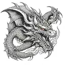 aggressive dragon tattoo design idea