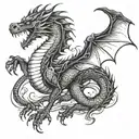 aggressive dragon tattoo design idea