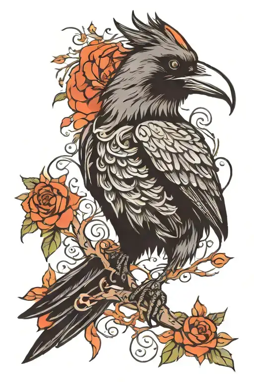 nordic raven tattoo design idea
