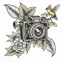 camera and nature scene tattoo design idea