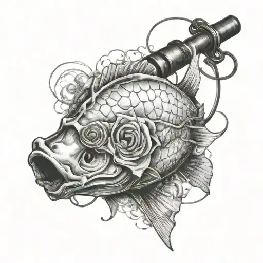 meth pipe and fishing rod tattoo design idea