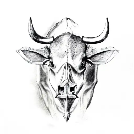 water Buffalo skull tattoo design idea