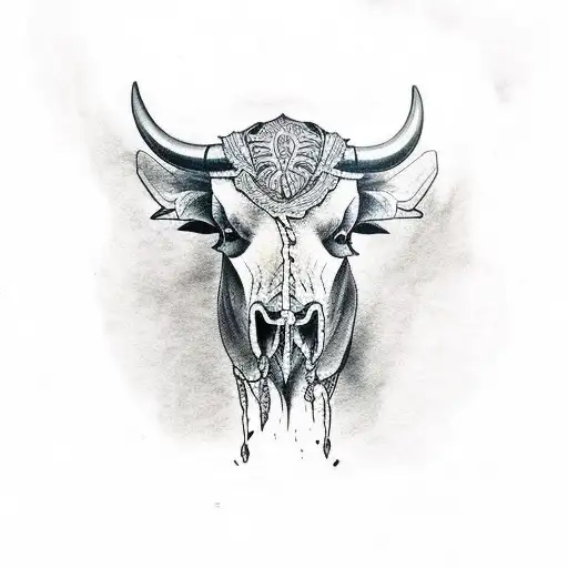 water Buffalo skull tattoo design idea