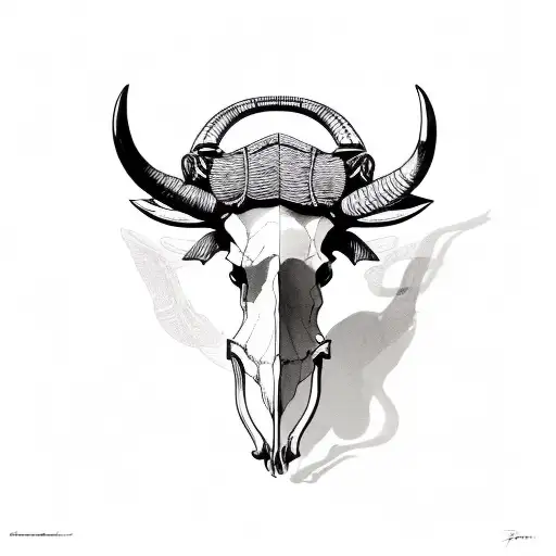water Buffalo skull tattoo design idea