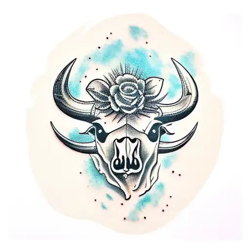 water Buffalo skull tattoo design idea