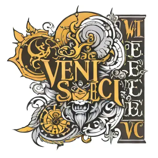 veni see vici text tattoo design idea