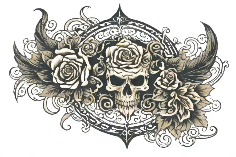 Dark ornamental mixed tattoo design idea
