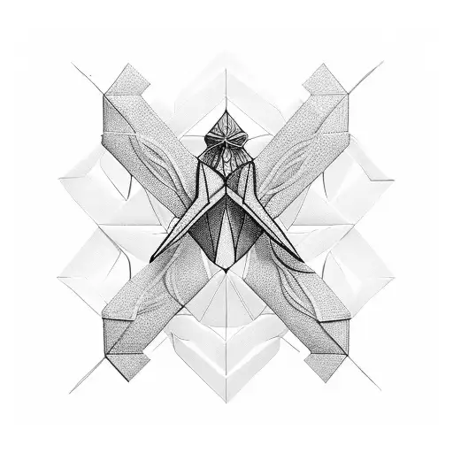 an mc escher style interlacing origami crane tattoo design idea