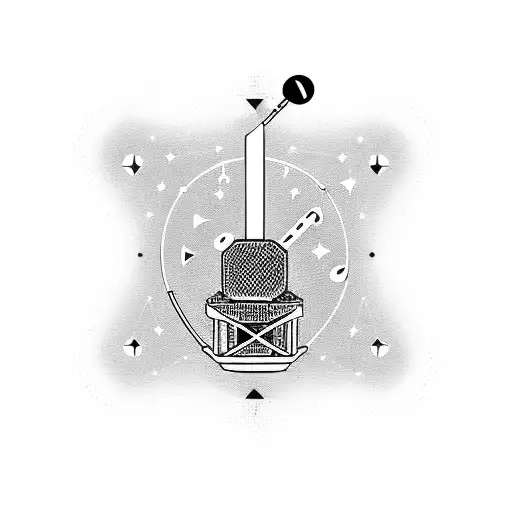 A constellation shaped like a microphone with musical notes tattoo design idea
