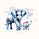 elephant surrounded by clouds and doves tattoo design idea