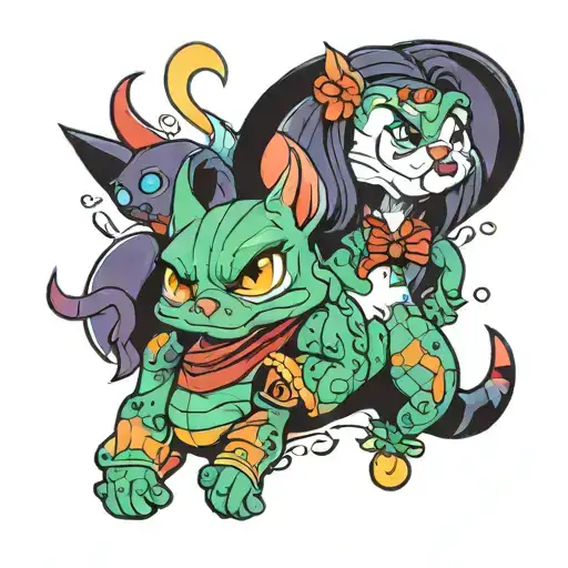 90s cartoon characters tattoo design idea