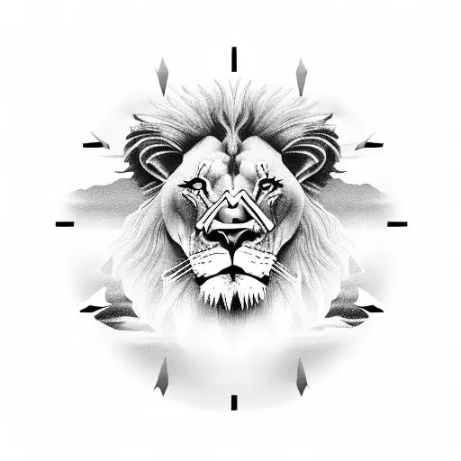 lion jesus clock tattoo design idea