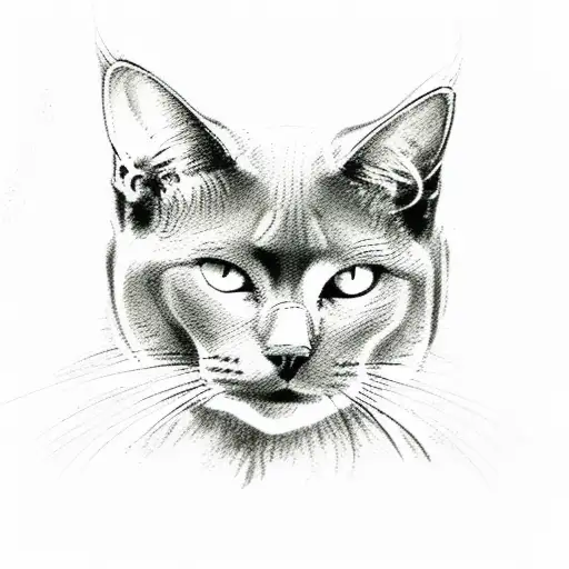 russian blue cat tattoo design idea