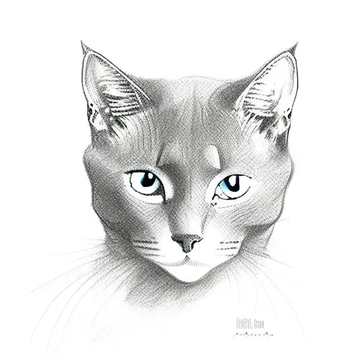 russian blue cat tattoo design idea