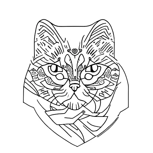 russian blue cat tattoo design idea