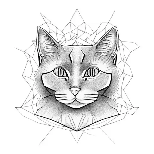 russian blue cat tattoo design idea