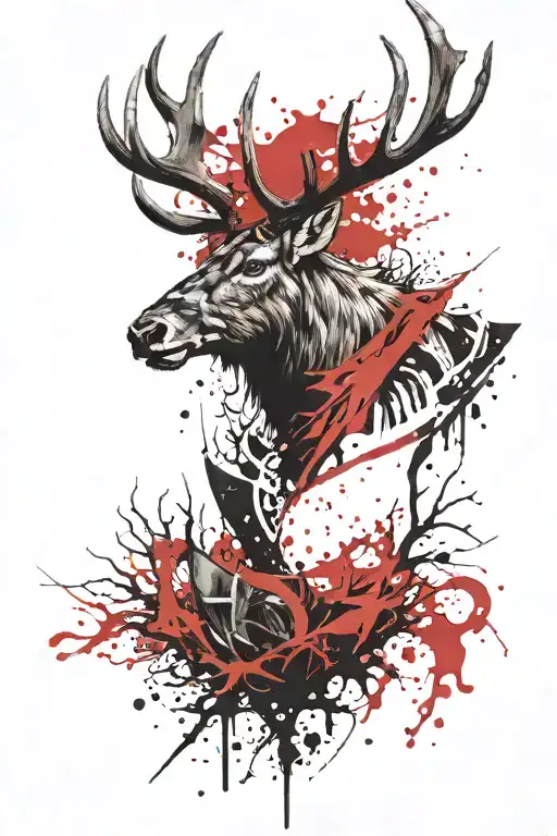 Elk Antler tattoo design idea