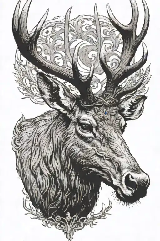 ELK HEAD tattoo design idea