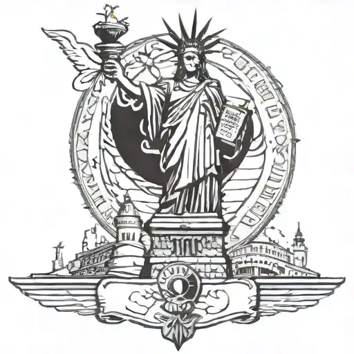 Statue of liberty  and I want the polish eagle sitting on the tip somehwere  tattoo design idea