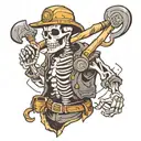 a skeleton dressed as a miner tattoo design idea