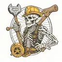 a skeleton dressed as a miner tattoo design idea