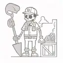 a cute skeleton dressed as a miner tattoo design idea
