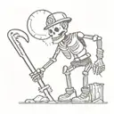 a cute skeleton dressed as a miner tattoo design idea