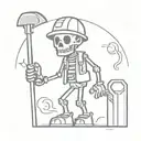 a cute skeleton dressed as a miner tattoo design idea
