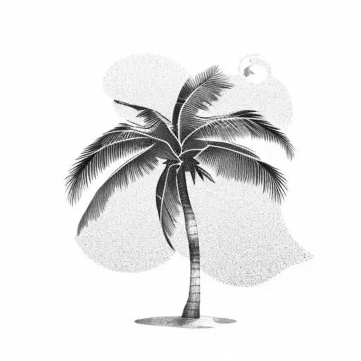 palm tree with stella writen in it tattoo design idea