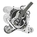 combines a chef's knife with musical notes, representing your passion for cooking and music tattoo design idea