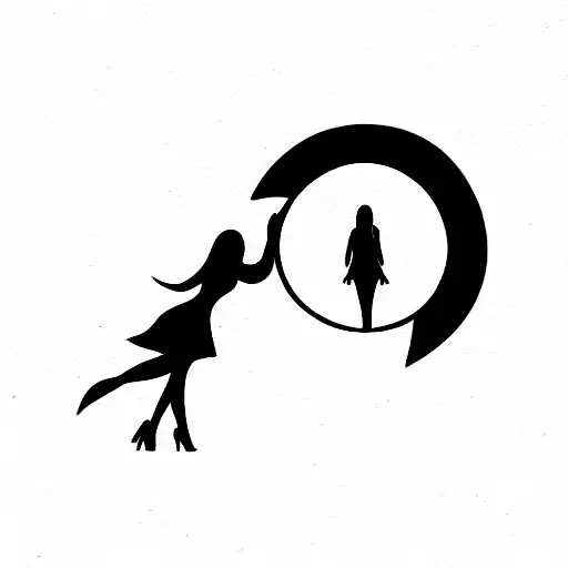 key hole with women silhouette inside tattoo design idea