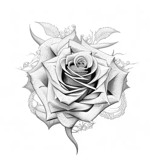 rose thorny vines tattoo design idea
