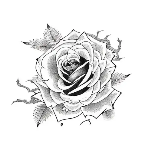 rose thorny vines tattoo design idea