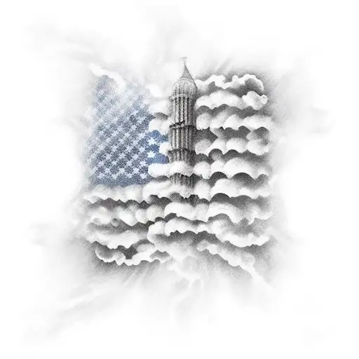 american flag behind twin towers tattoo design idea