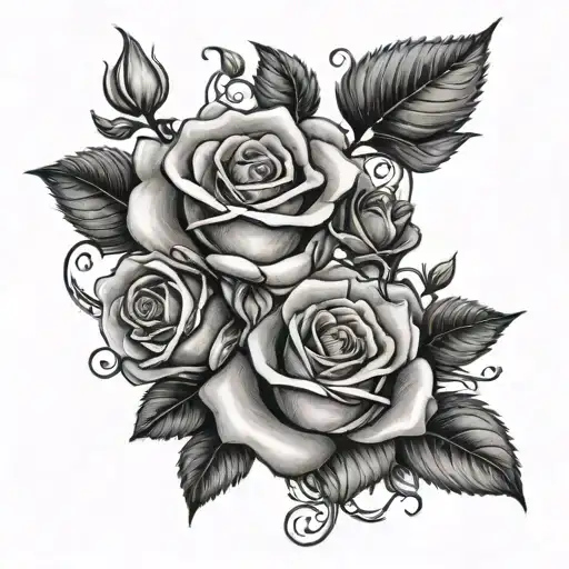 the name VICTORIA  with roses growing tattoo design idea
