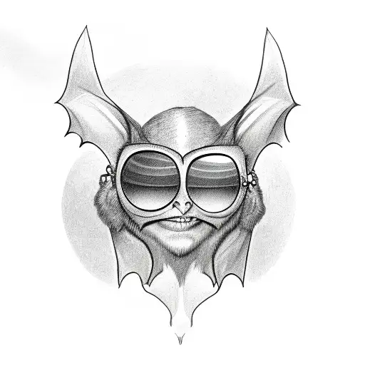 a bat head wearing ozzy Osborne sunglasses tattoo design idea