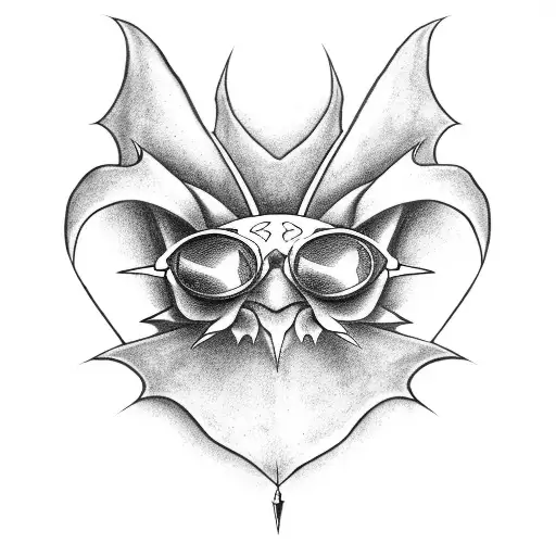 a bat head wearing ozzy Osborne sunglasses tattoo design idea