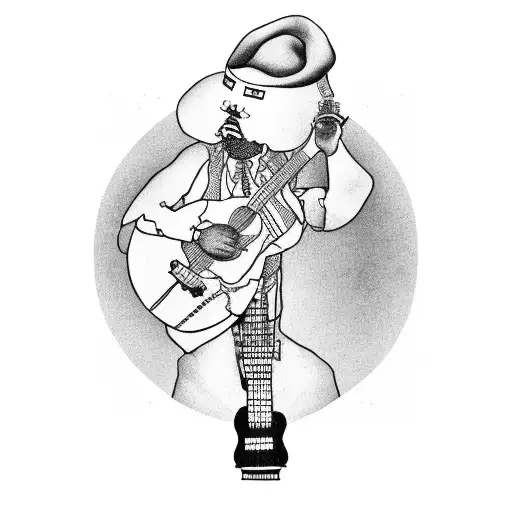 A map of Mexico with a guitar and maracas tattoo design idea